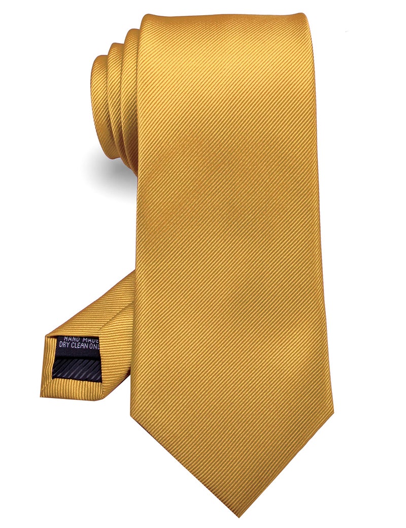 RBOCOTT Silk Gold Tie Business Wedding Formal Necktie for Men (Gold) - Image 1